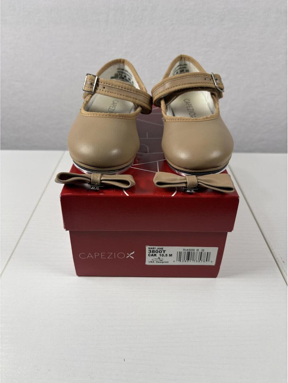 Capezio Toddler Tap Shoes 3800T Size 10.5M Caramel Mary Jane Tele Tone + Box